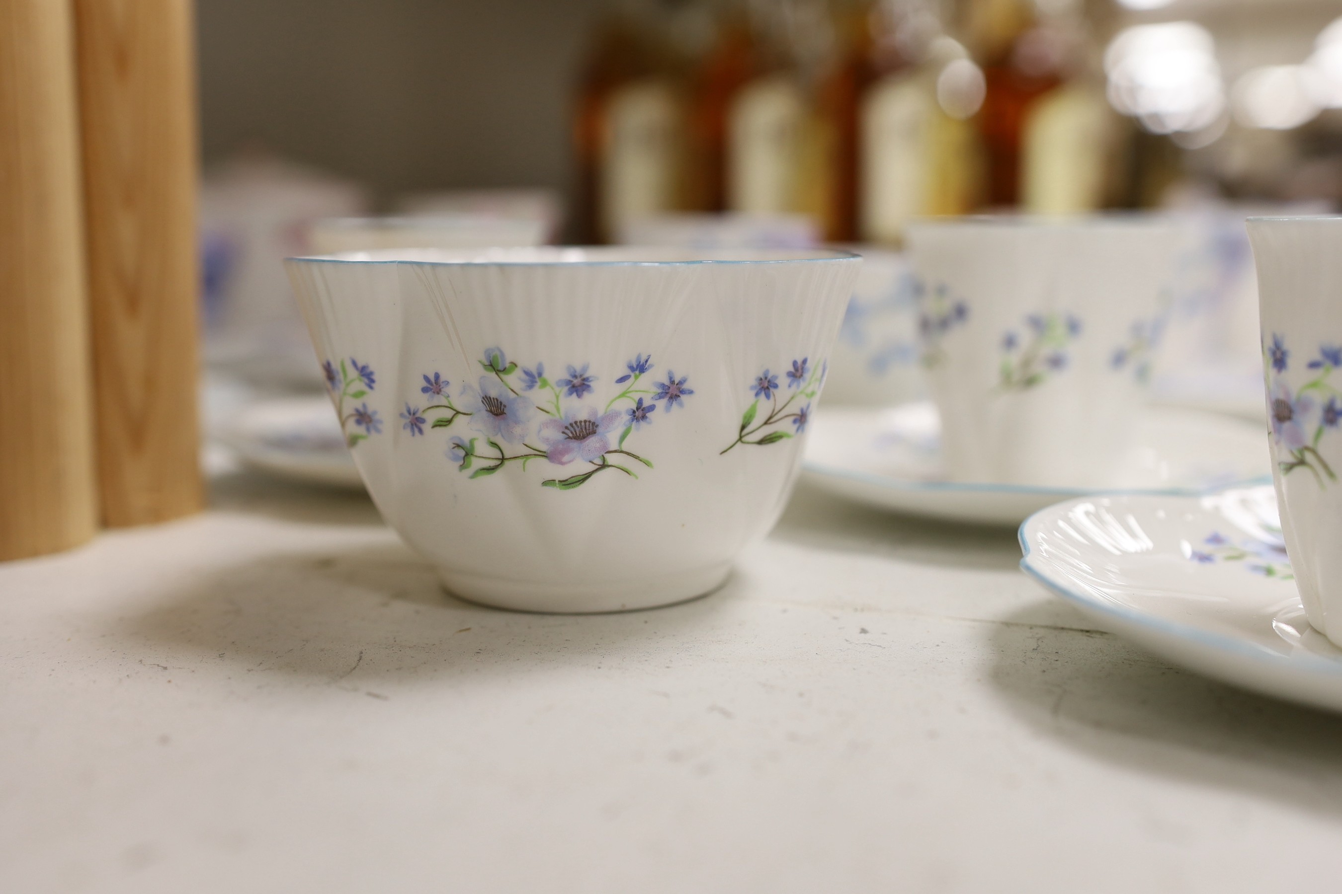 Three Shelley part services, ‘Apple Blossom’ 12287, ‘Blue Spray’ 13634 and ‘Blue Rock’ 13591